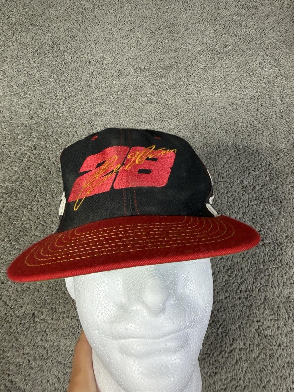Vintage Ernie Irvan 28 Hat Cap Strap Back Mens One Size Red NASCAR Racing Nutmeg